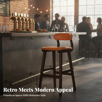 Bar Stool with spine supportrest Western design Counter Chair Wide Stable Base for Cafe
