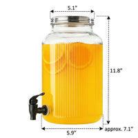 Water Dispenser and Drink Dispenser with Tap, Round Beer Dispenser with Stand and Screw Lid, Large Capacity Modern Minimalist Party Iced Tea Server