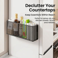 Fridge Organizer and Refrigerator Storage Rack for Students in a Dorm Room, Carbon Steel Kitchen Spice with a Wall Mount Design
