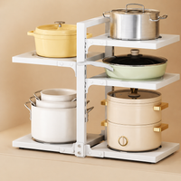 Kitchen Rack, 5-Tier, Steel Rack, Powder Coated, Height Adjustable, Pot Lid Storage, Under Counter Storage