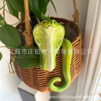 Creative Resin Decorative Green Lemon Cobra Potted Plant Decoration Summer Fresh Personality Hanging Basket Decoration