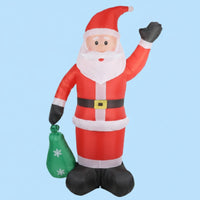 Inflatable Santa with Gift Bag Festive Inflatable Santa Outdoor Decoration Tall Eye-Catching for Yard, Garden
