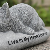 Indoor Outdoor Use Pet Remembrance Statue Hand-Carved Look Resin Cat Grave Marker Heartfelt Inscription