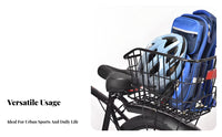 Large Capacity Cycle Rear Basket Long-Lasting Rear Bike Rack Basket Heavy Duty for Students, Grocery Shopping, Running Errands