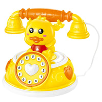Cartoon Duck Telephone Toy Plastic Pretend Play Phone with Cord Safe Toy Phone with Numeric Key Educational for Preschool