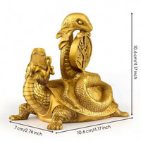 Mythical Beast Figurine with Disc Chinese Ornament with Base Compact