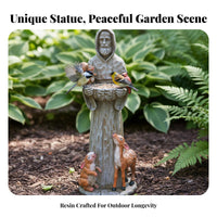 Saint Statue Bird Feeder Decorative Ornament Saint Francis Bird Feeder Versatile Function Religious Garden Sculpture for Gardeners, Courtyard