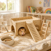 Wooden Guinea Pig House Solid Wood Small Pet Hut Easy to Assemble