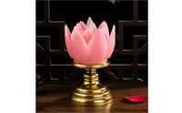 LED Lotus Candle Glowing Ember Effect Electronic Lotus Flower Light Smokeless Battery Operated Buddhist Lamp for Buddhists, Altar