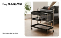 2-Tier Rolling Cart With casters Serving Trolley Retro design for Bedroom, Renters