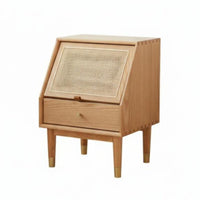 Rattan Drawer Nightstand Nordic Design Wicker Front End Table Woven Panel Design