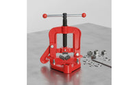 V-Shaped Jaw Heavy Duty Pipe Vise Reinforced Base Bench Pipe Vise High Carbon Steel Hand Tool for Professionals, Workshop, Repair Shop