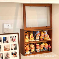 Walnut Wood Dustproof Display Case for Blind Boxes and Figures with Flip Lid