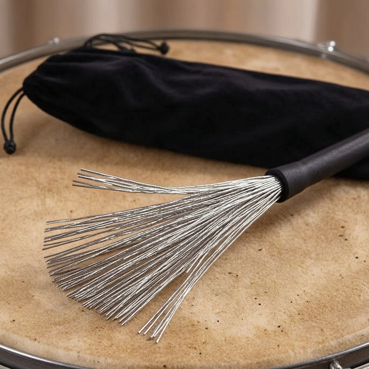 Wire Drum Brushes Firm Grip Drum Brushes with Rubber Handles Non-Slip Sticks for Drummers, Jazz Artists, Music Studios