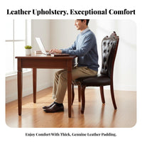 Button-Tufted Wooden Armchair Sturdy Wood Frame Upholstered Chair Ergonomic Rearrest Easy Assembly for Office Workers