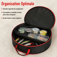 Waterproof Fishing Rod Sleeve for Rod Protection, Black Square 2-Layer Fishing Bag, Thickened Portable Pouch with Steel Ring