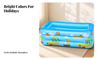 Three-Layer Shallow Inflatable Pool Bubble-Textured Inflatable Kiddie Pool Printed Cartoon Water Play Holiday-Themed for Babies, Children