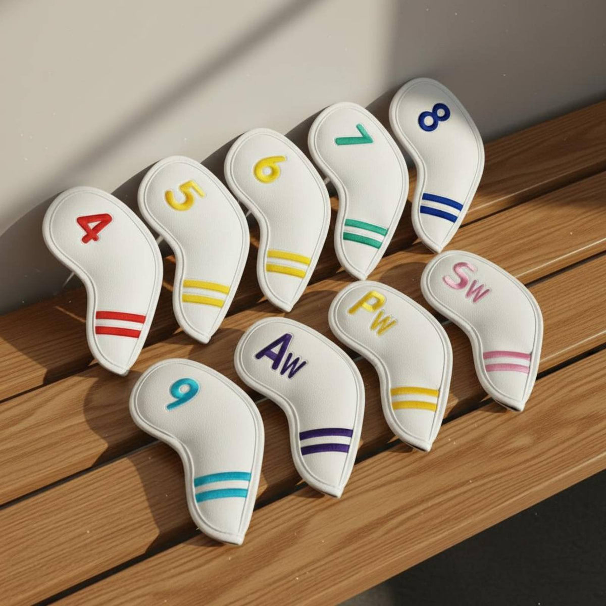 9 Pieces Sporting Iron Headcover Set Scuff Protection Embroidered Sporting Club Protectors Numbered Club Head Protectors Water