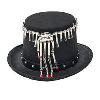 Top Hat with Skeleton Hand Steampunk Felt Top Hat Black Cosplay for Cosplayers, Themed Parties