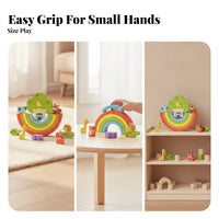 Rainbow Stacking Blocks Educational Rainbow Wooden Blocks Wooden Building Block Toy MDF Safe for Children
