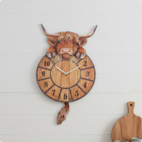 Rustic Cow Timepiece Swinging Tail Home Decor Battery Operated for Office