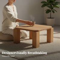 Lowform Center Table Wabi-Sabi Aesthetic Square Block-Leg Low Table Small Space Space-Efficient Minimalist Design for Families