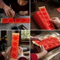 Lunar New Year Couplet Paper Set, Red Xuan Paper for Calligraphy, Blank Spring Festival Scrolls