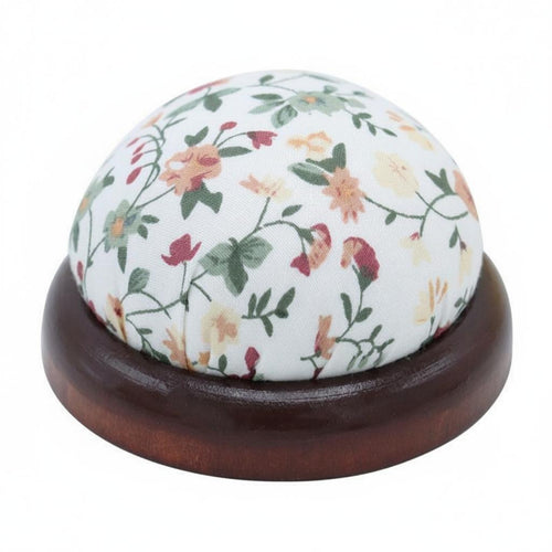 Sewing Thread Organizer Pincushion Needle Cushion Cotton Textile Top Stable Wood Base Decorative Floral Print Suitable for Professional Tailors DIY Hobbyists Home Decoration Gift Giving