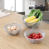 Kitchen Colander Bowl Set, Stainless Steel Double Layer Colander with Handles, Rice Washing Bowl and Vegetable Strainer for Home Kitchen Sink