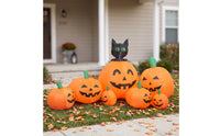 Inflatable Black Cat on Pumpkins Inflate Inflatable Pumpkin with Black Cat Jack-O'-Lantern Decor Outdoor for Yard, Lawn