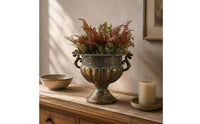 Antique Iron Planter Rustic Antique Metal Planter Ornate Handles Home Decor for Balcony