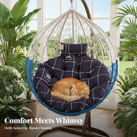 Washable Hanging Egg Chair Cushion Removable Cover Nest Chair Replacement Cushion Easy to Clean for Adults, Kids, Patio, Garden, Living Room