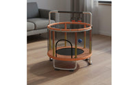 Quiet Bouncing Kids Trampoline with Safety Net Anti-Tip Stable Base Indoor Bouncer with Handlebar Sturdy Steel Frame Rebounder for Toddlers, Playroom