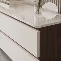 TV Cabinet with Glass Door Modern Media Console Stone-TV Stand for Living Room, Apartment