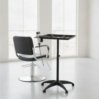 Salon Tray Stand Adjustable Height Salon Tray on Wheels Wheeled Hairdresser Trolley for Stylists, Hairdressers, Barbershop, Beauty Parlor
