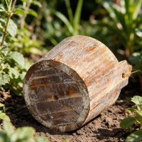 Hanging Wooden Bucket Planter Rope Handle Wooden Planter Bucket Cylindrical Garden Decor