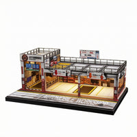 Miniature Parking Workshop Rooftop Railings Garage Diorama Realistic Details Display Scene