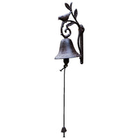 European Style Cast Iron Flower and Bird Bell Handbell Doorbell Wind Chime Vintage Garden Decoration