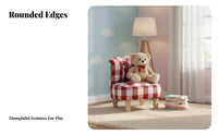 Button-Tufted Mini Sofa Cute Design kids' Furniture Rolled Arms for Girls, Boys