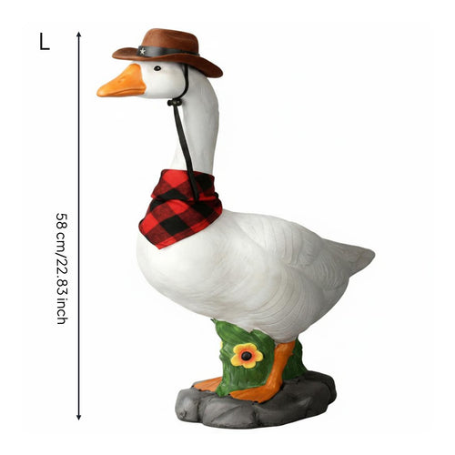 Cowboy Goose Figurine Painted Creature Decor Easy to Clean for Display