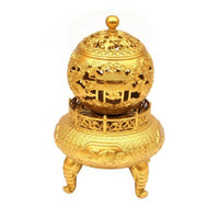 Three-Leg Scent Vessel Spherical Heat-Resistant Ornate Brass Scent Vessel