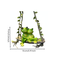 Frog Swing Ornament Green Frogs Resin Frog Swing Foliage Vine Wrap for Courtyard