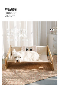 Pet Bed for Small to Medium Dogs and Cats, Four Seasons, Removable and Washable, Elevated Wooden Bed