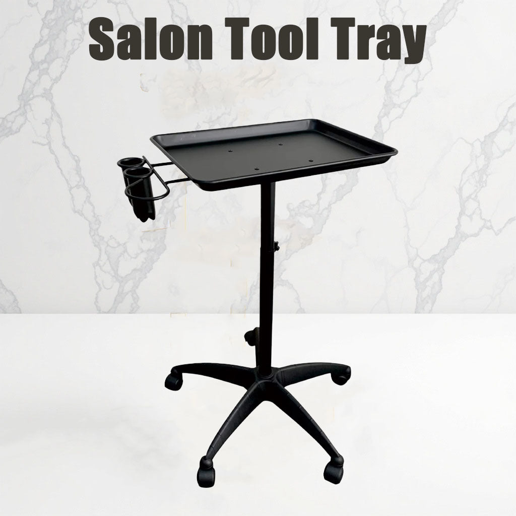 Mobile Salon Tray Stand with Aluminum Tray for Beauty and Nail Care