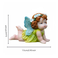Resin Angel Figurine Colorful Flower Angel Statue Weather Resistant for Desktop