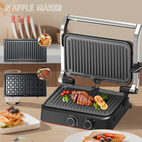 2-in-1 Detachable Electric Grill and Waffle Maker, 1500W, 220V EU Plug