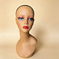 PVC Mannequin Head for African Wig Display, Black Head Model with Hat and Necklace Stand