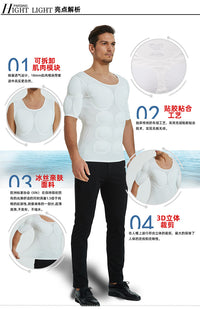 Seamless Muscle Shaping T-Shirt with Removable Muscle Pads for Men