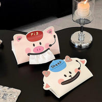 Cartoon Creative Leather Tissue Box for Desktop, Large Capacity