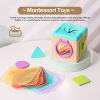 Montessori Wooden Object Permanence Box and Shape Sorter Set